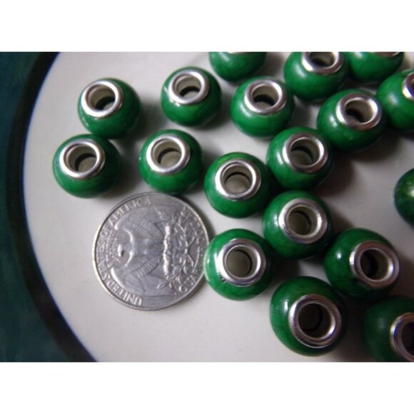 Green Cracked Look Large Hole Beads - Picture 2 of 2
